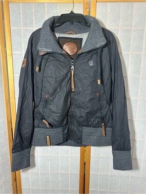 Naketano Black Bomber Jacket with Ribbed Trim